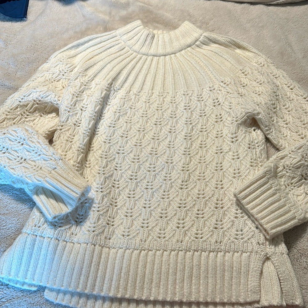 Madewell Wool Blend White Chunky Sweater